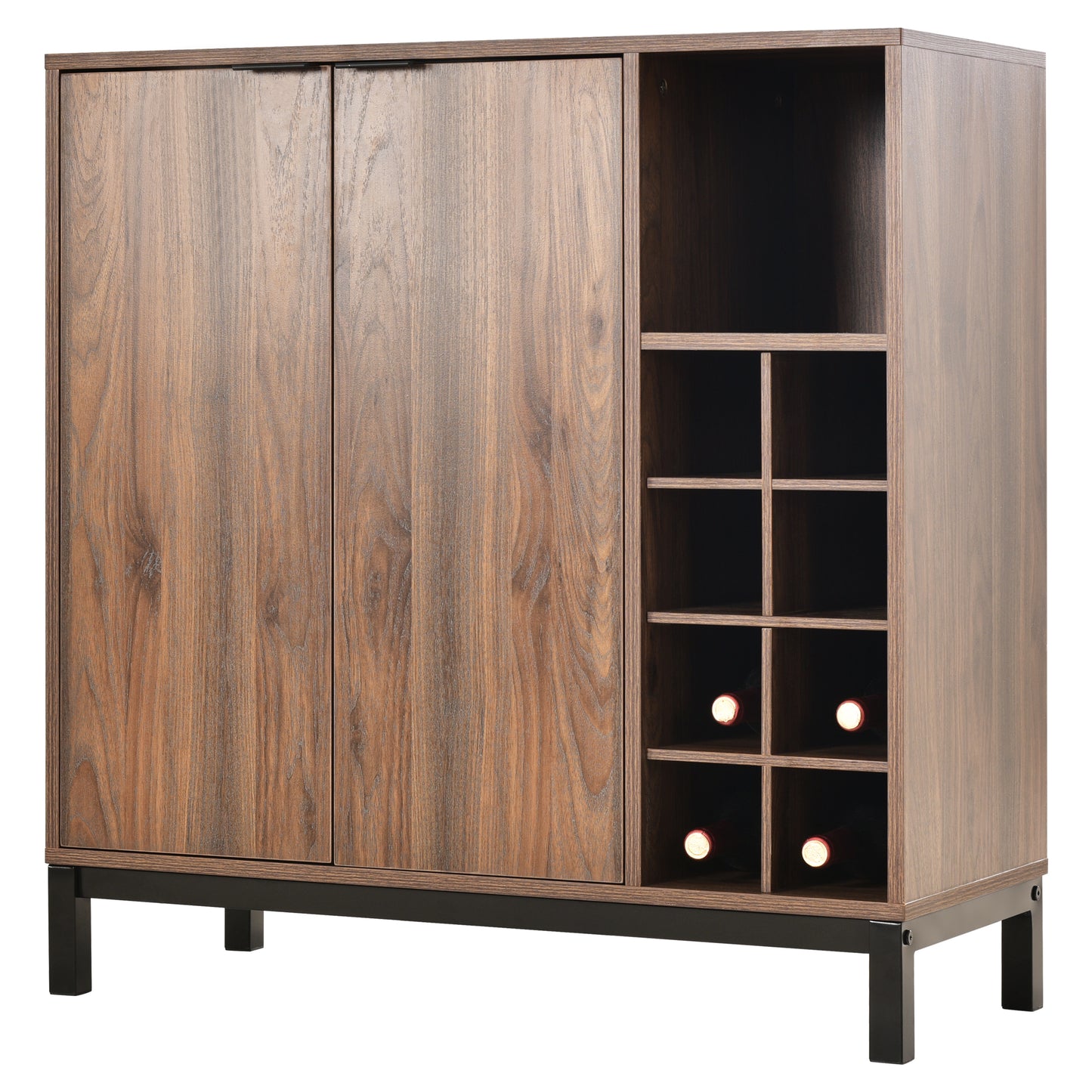 K&K Sideboards and Buffets With Storage Coffee Bar Cabinet Wine Racks Storage Server Dining Room Console 34 Inch (Dark Brown)