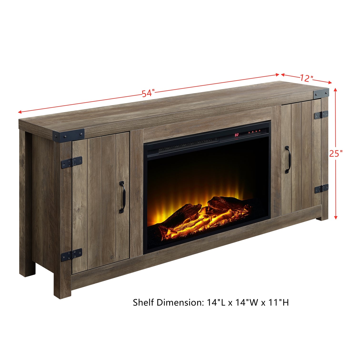 ACME Tobias Fireplace in Rustic Oak Finish