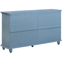 Sideboard with Adjustable Height Shelves, Metal Handles, and 4 Doors for Living Room, Bedroom, and Hallway (Teal Blue)