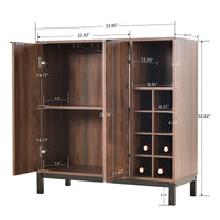 K&K Sideboards and Buffets With Storage Coffee Bar Cabinet Wine Racks Storage Server Dining Room Console 34 Inch (Dark Brown)