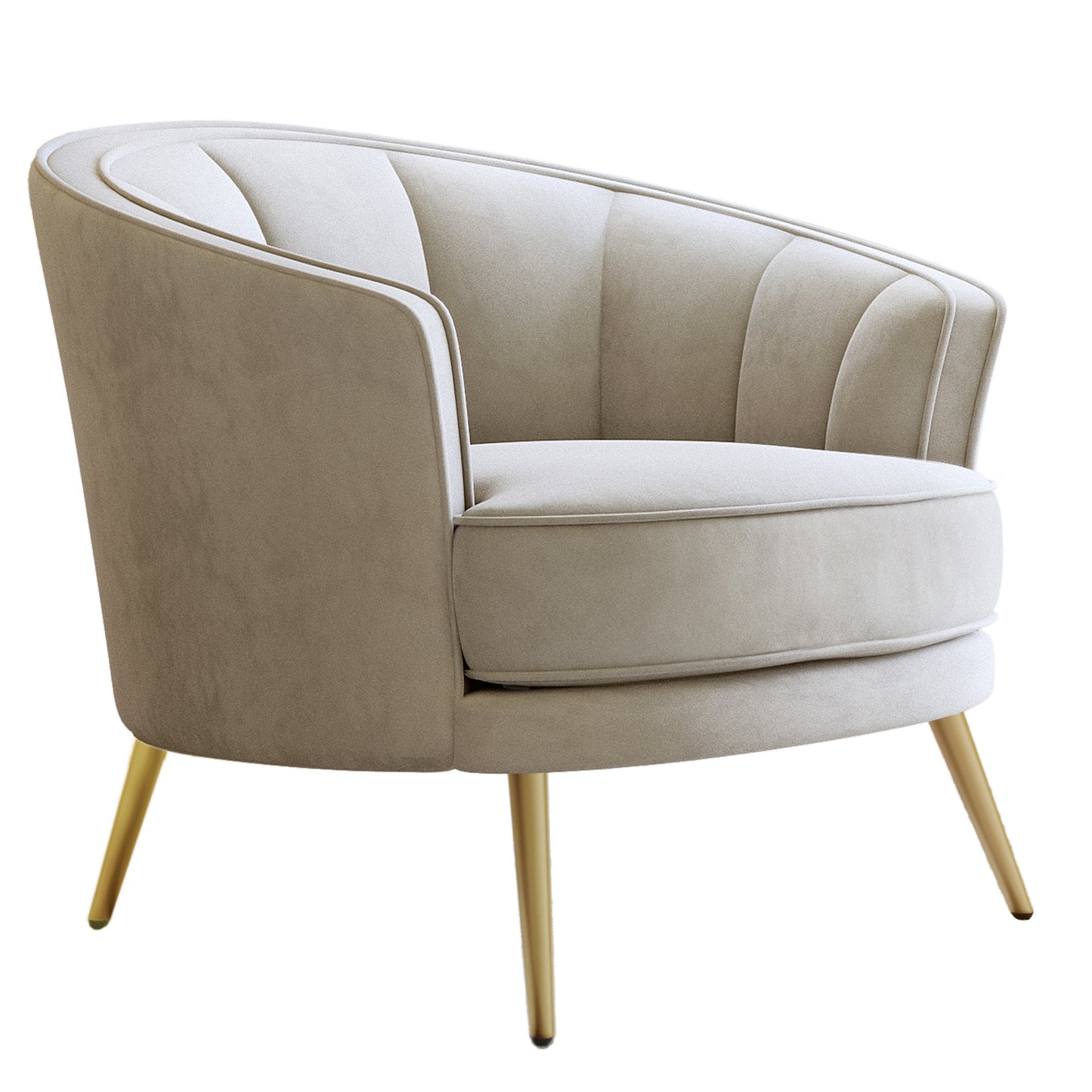 Modern Velvet Accent Barrel Chair Leisure Accent Chair Living Room Upholstered Armchair Vanity Chair for Bedroom Meeting Room, Beige