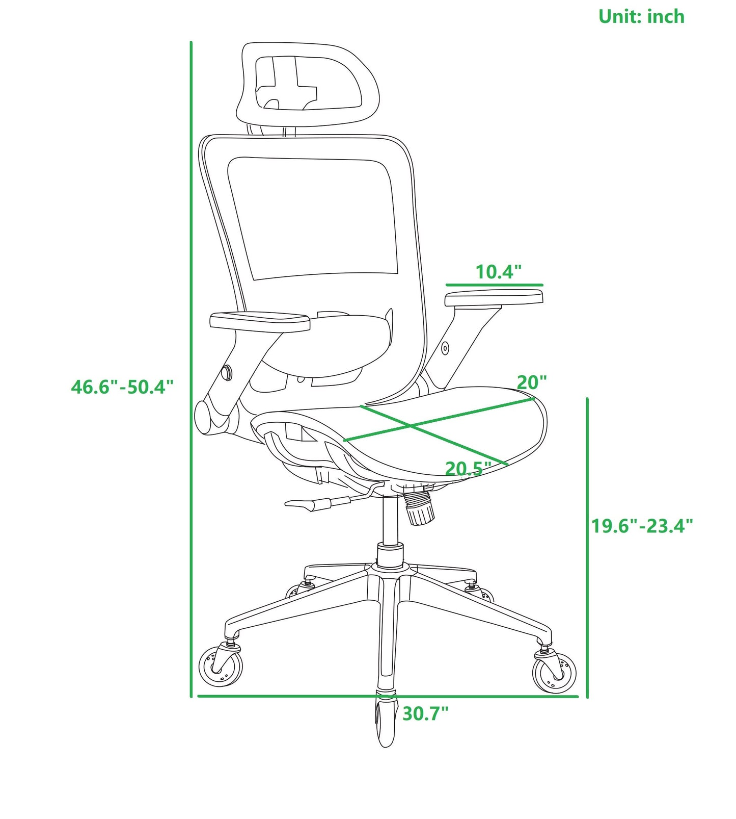 Ergonomic Mesh Office Chair - Rolling Home Desk Chair with 4D Adjustable Flip Armrests, Adjustable Lumbar Support and Blade Wheels