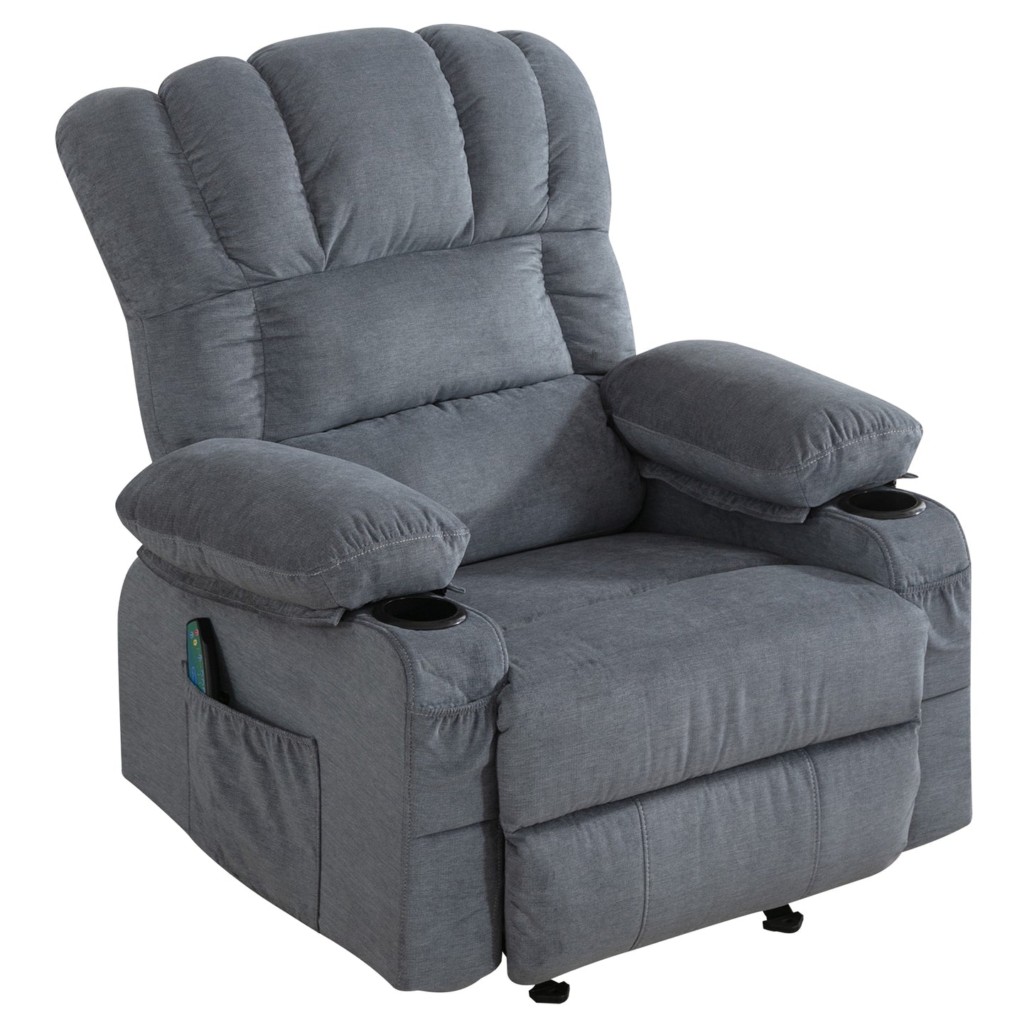 Reclining Massage Heating Sofa with USB and Side Pocket