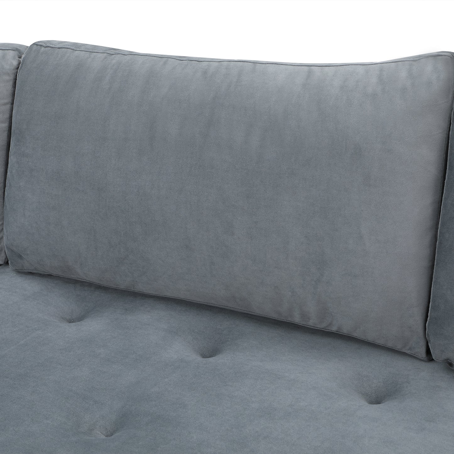 Sectional Sofa with Two Pillows, L-Shape Upholstered Couch with Modern Elegant Velvet for Living Room Apartment