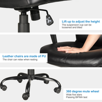 Office Desk Chair with High Quality PU Leather, Adjustable Height/Tilt, 360-Degree Swivel, 300LBS, Black