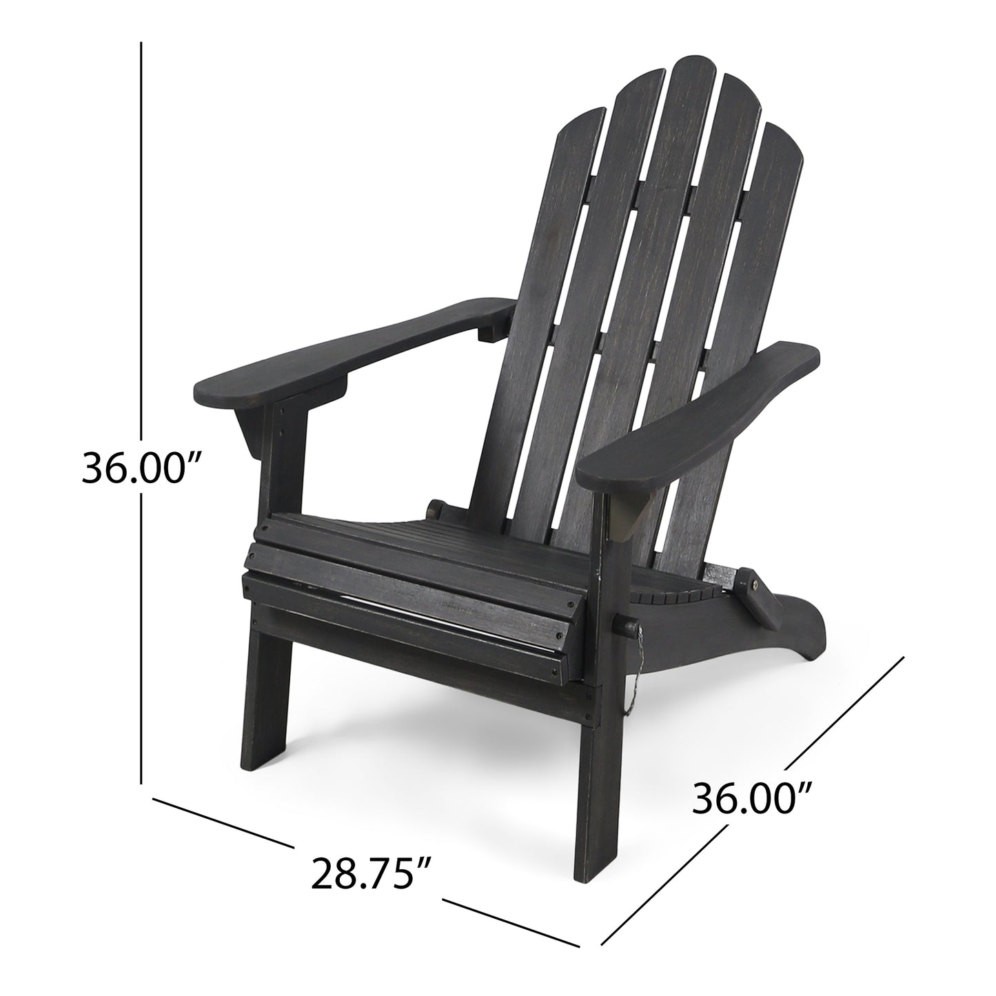 Dark Gray Hollywood Foldable Solid Wood Chair