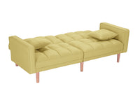 Futon Sleeper Sofa with 2 Pillows Yellow Fabric