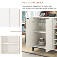 K&K Sideboards and Buffets With Storage Coffee Bar Cabinet Wine Racks Storage Server Dining Room Console 34 Inch (White)