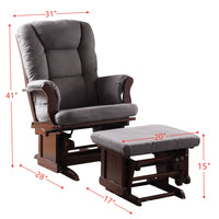 ACME Aeron Chair & Ottoman (2Pc Pk) in Gray Microfiber & Cherry