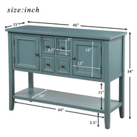 Cambridge Series Buffet Sideboard Console Table with Bottom Shelf (Dark Blue)