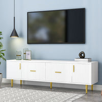 U-Can Modern TV Stand with 5 Champagne Legs - Durable, Stylish and Spacious, TVs Up to 75''