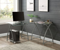 ACME Dazenus Computer Desk in Clear Glass & Silver Finish OF00041