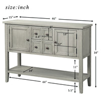 Cambridge Series Buffet Sideboard Console Table with Bottom Shelf (Antique Gray)