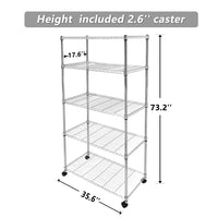 Simple Deluxe Heavy Duty 5-Shelf Shelving Unit, 35" D x 18"W x 70" H, Chrome