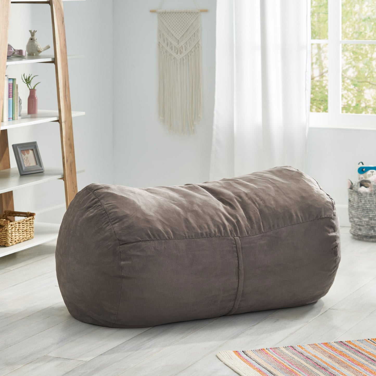 Birtz Modern Microfiber 4 Foot Bean Bag, Charcoal