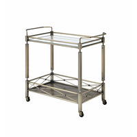 ACME Matiesen Serving Cart, Antique Gold & Clear Glass