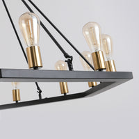 Modern American Hexagonal Black Chandelier 12 Bulbs