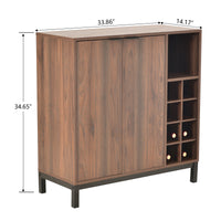 K&K Sideboards and Buffets With Storage Coffee Bar Cabinet Wine Racks Storage Server Dining Room Console 34 Inch (Dark Brown)