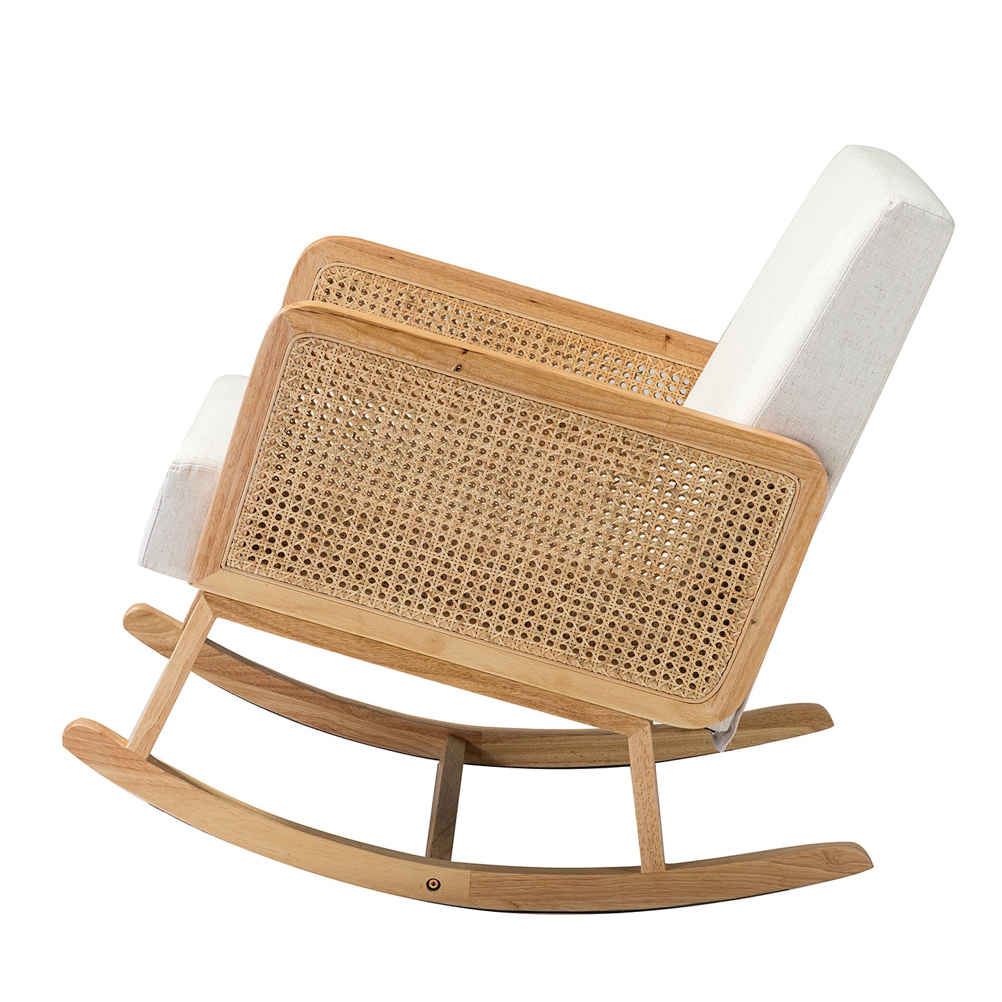 Rocking Chair with Rattan Arms