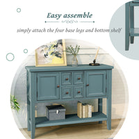 Cambridge Series Buffet Sideboard Console Table with Bottom Shelf (Dark Blue)