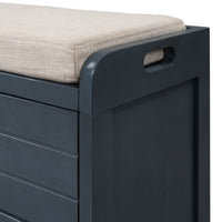 Storage Bench with Removable Basket and 2 Drawers, Fully Assembled Shoe Bench with Removable Cushion (Navy)