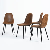 Set of 4 Scandinavian Velvet Chairs - Suede Brown