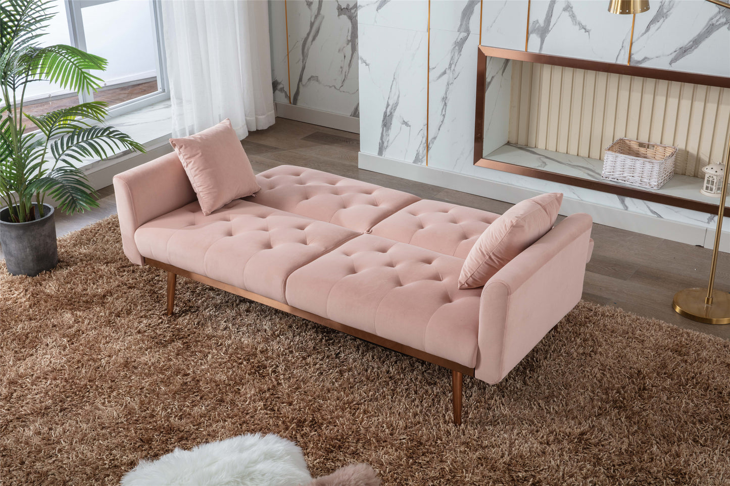 Velvet Sofa, Accent Sofa, Loveseat Sofa with Rose Gold Metal Feet