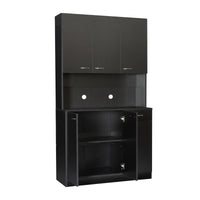 70.87" Tall Wardrobe & Kitchen Cabinet, with 6-Doors, 1-Open Shelves and 1-Drawer for Bedroom, Black