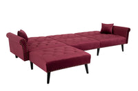 Convertible Sofa Bed Sleeper Red Velvet