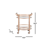 ACME Lakelyn Serving Cart, Rose Gold & Clear Glass