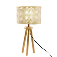 Solid Wood Rattan 21.3" Table Lamp with In-line Switch Control