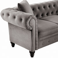 63" Deep Button Tufted Velvet Loveseat Sofa Roll Arm Classic Chesterfield Settee, 2 Pillows Included