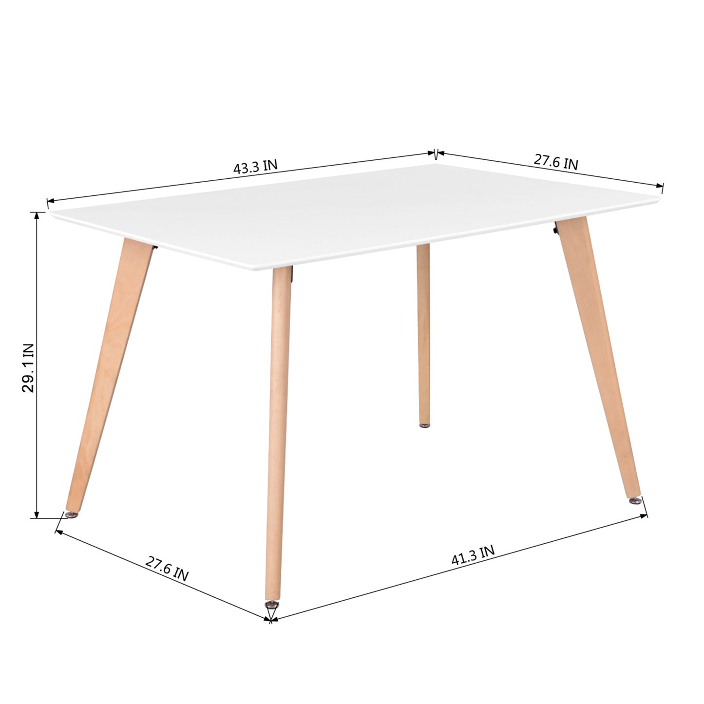 43.3" Square High Glossy Dinning Table - White & Oak