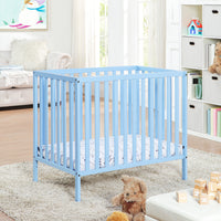 Palmer 3-in-1 Convertible Mini Crib Baby Blue w/ Mattress Pad