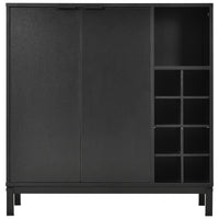 K&K Sideboards and Buffets With Storage Coffee Bar Cabinet Wine Racks Storage Server Dining Room Console 34 Inch (Black)