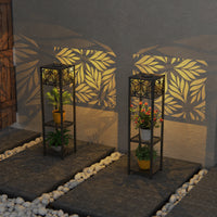 Solar Flower Metal Stand Light Hollow Lamp for Garden Yard Home Outdoor