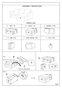 Convertible Sectional Sofa Ash Black Pull out Bed Couch Storage Chaise Reversible Sectionals Living Room Furniture Lounge