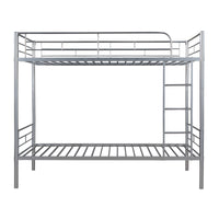 Twin Over Twin Metal Bunk Bed (Silver)