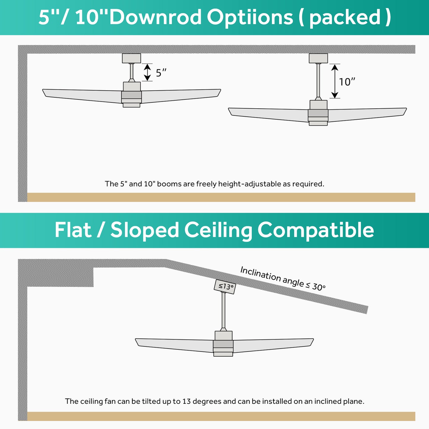 56 Inch Ceiling Fan Light With 6 Speed Remote Energy-saving DC Motor Brushed Nickel