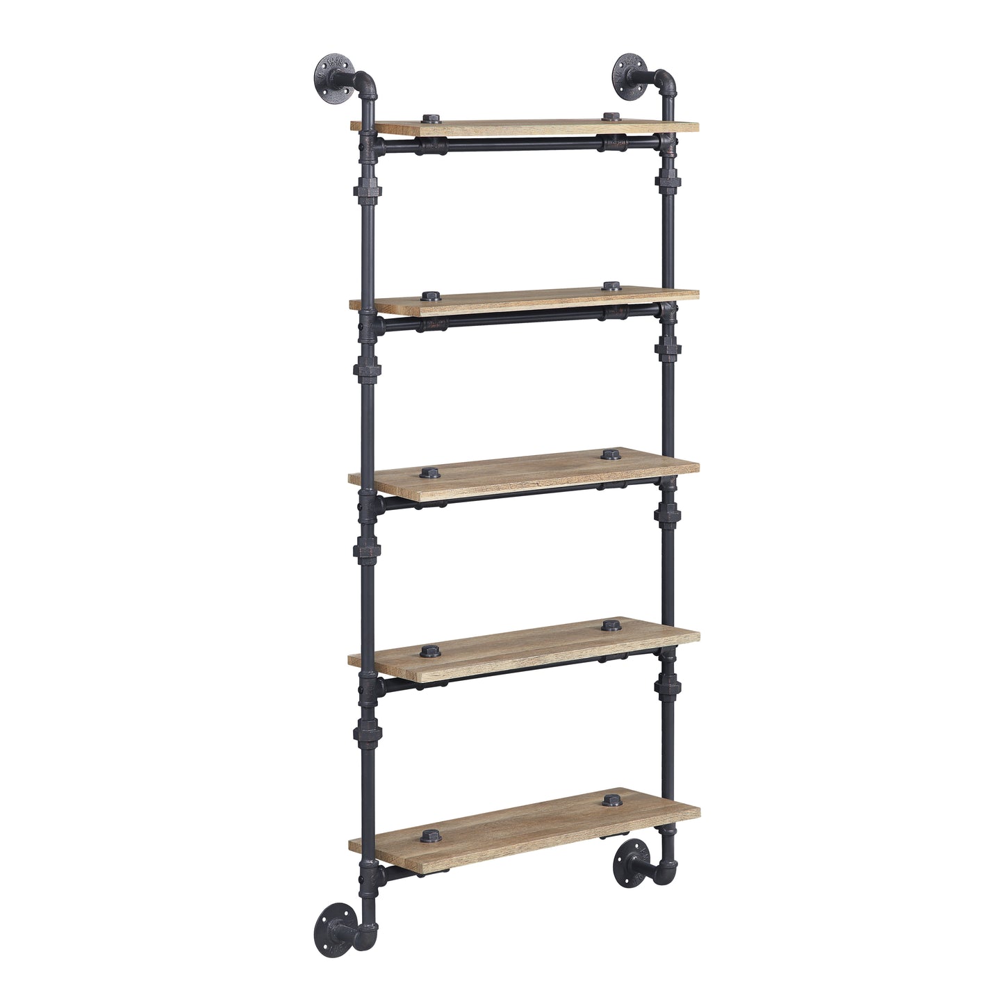 ACME Brantley Wall Rack w/5 Shelves in Oak & Sandy Black Finish