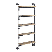 ACME Brantley Wall Rack w/5 Shelves in Oak & Sandy Black Finish