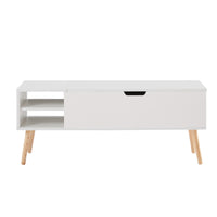 Coffee Table, Computer Table, White, Solid Wood Leg Rest, Large Storage Space