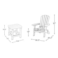 Elymus Outdoor 3 Pieces Plastic Adirondack Chair with Table