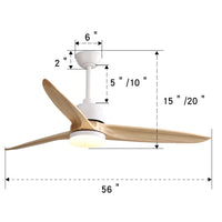 56 Inch Ceiling Fan Light With 6 Speed Remote Energy-saving DC Motor Matte White