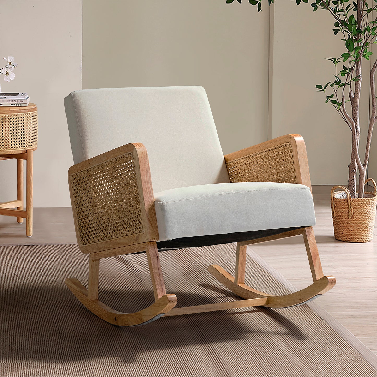 Trachin Rocking Chair with Rattan Arms