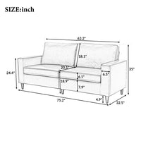 Modern Style  3 Seat Sofa  PU Leather Upholstered Couch Furniture for Home or Office (3-Seat Sofa)