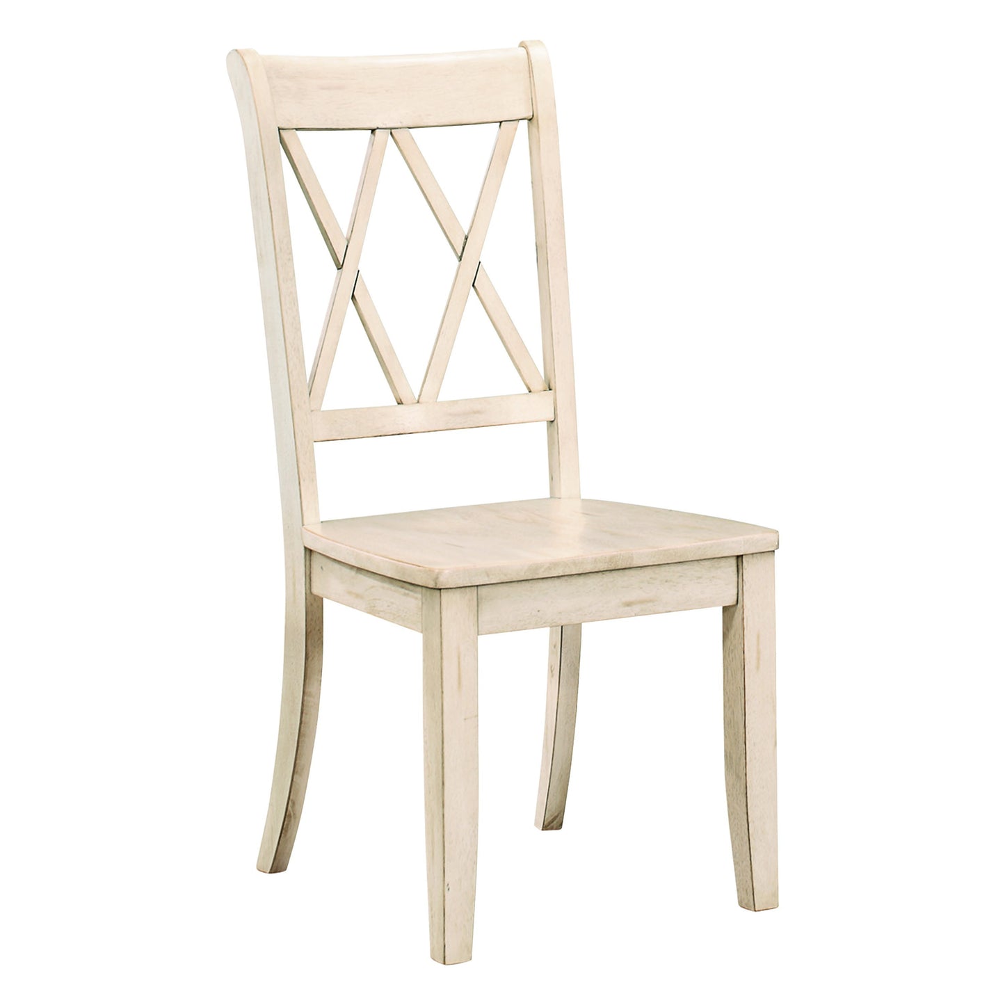 Casual White Finish Chairs Set of 2 Pine Veneer Transitional Double-X Back Design Dining Room Chairs