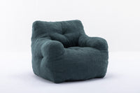 Soft Tufted Foam Bean Bag Chair With Teddy Fabric Green