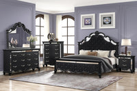 Milan Queen 4 Pc Tufted Upholstery Bedroom set made with Wood in Black