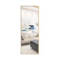 65" x 24" Full Length Mirror Hanging Standing or Leaning, Bedroom Mirror Floor Mirror Wall-Mounted Mirror with Alloy Frame, Gold